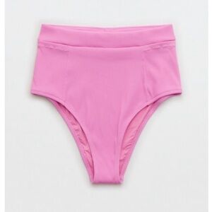 AERIE RIBBED POCKET HIGH WAISTED CHEEKY BIKINI BOTTOM